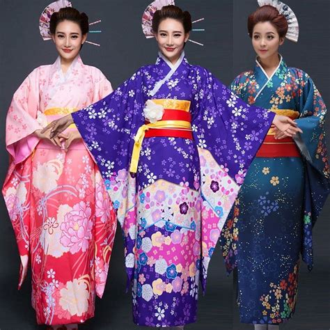 Japanese Traditional Women Floral Furisode Long Kimono Cosplay Costume Traditional Japanese