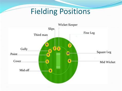 Fielding in the sport of cricket is the action of fielders in collecting the ball after it is struck by the batsman, to limit the number of runs that the batsman scores and/or to get the batsman out by catching the ball in flight or by running the batsman out. PPT - The Game of Cricket PowerPoint Presentation - ID:2449827