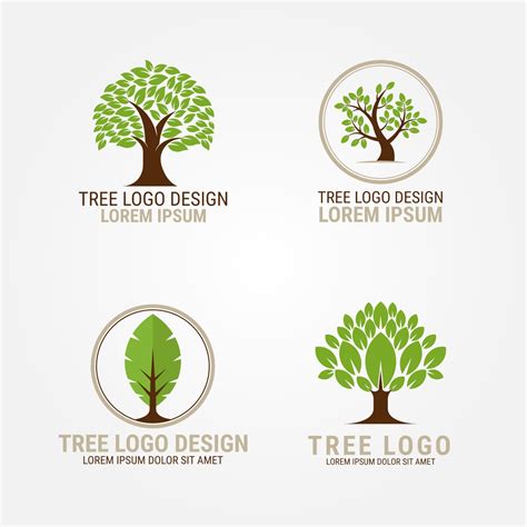 Tree Logo Vector Collection Tree Logos Tree Logo Design Vector Logo