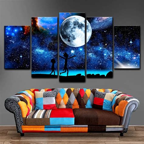 Canvas Paintings Home Decor 5 Pieces Rick And Morty Pictures Hd Prints