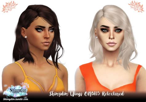 Shimydim Wings On0815 Hair Retextured Sims 4 Hairs Two Color Hair