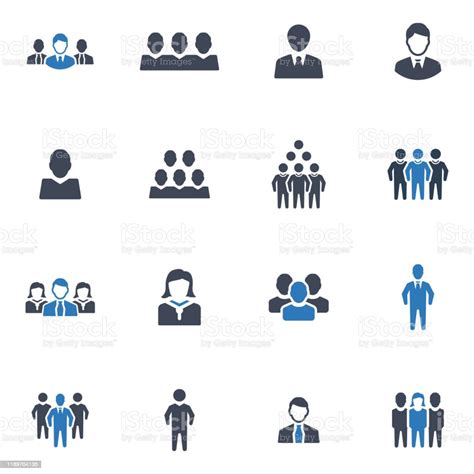 Business People Icons Set Blue Version Stock Illustration Download