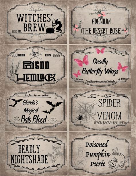Free Printable Halloween Apothecary Labels Designs Plus Blanks