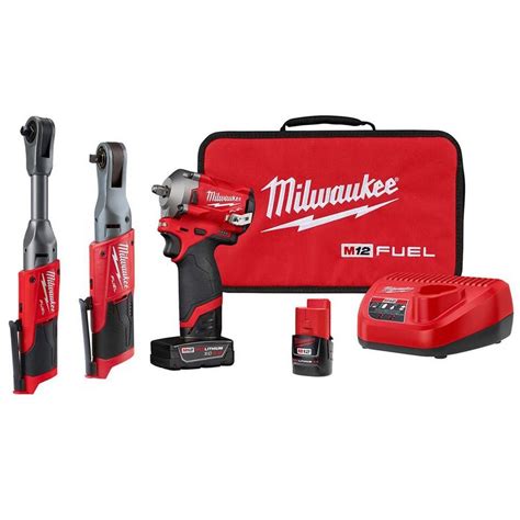 Milwaukee M FUEL Volt Lithium Ion Brushless Cordless In Impact Wrench Ratchet Combo