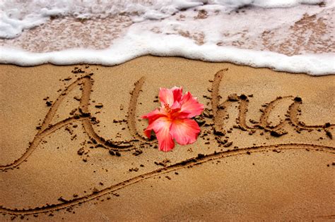 Aloha Written In The Sand Maui Hawaii Stock Photo Download Image Now