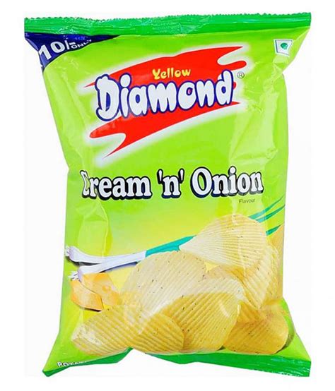 Yellow Diamond Cream And Onion Chips 35 Gms Pack Of 10 Buy Yellow