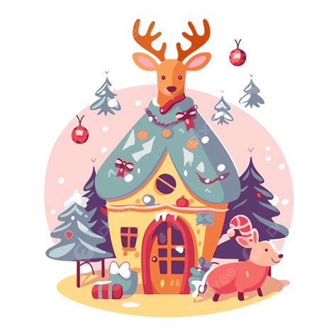 Ilustrasi Natal Clipart Kartun Natal Yang Elegan Vektor Natal Yang