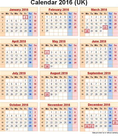 Version for the united states with federal holidays. 2016 Calendar with Federal & Bank Holidays