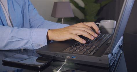 Hands Typing On Computer Keyboard Business Man Working On Laptop Pc In