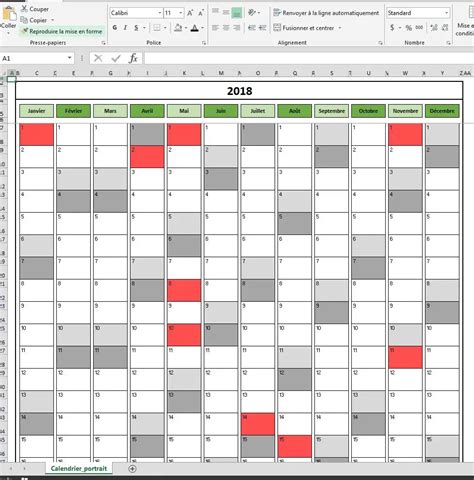 Calendrier 2018 Excel Modifiable Et Gratuit Excel
