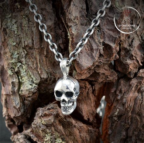 Skull Pendant For Men In Sterling Silver With Oxidised Etsy