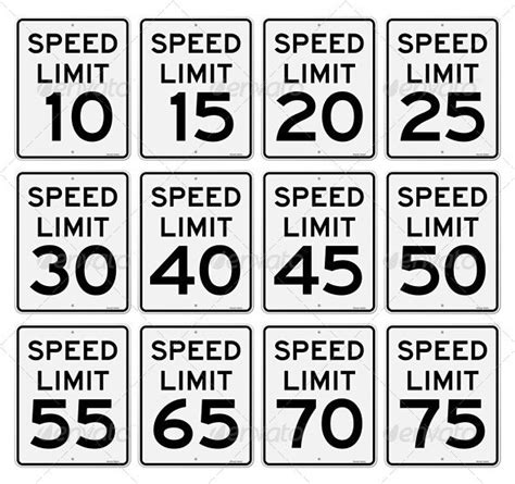 Speed Limit Sign Set By Zager Graphicriver