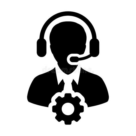 Service Icon Vector Male Operator Person Profile Avatar With Gear Cog