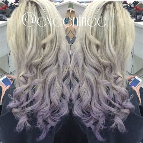 #hair #hairstyle #colored hair #dyed hair #purple hair #lilac hair #lavender hair #curly hair #curls #hair. White and Lavender Balayage Hairstyle - Hair Colors Ideas ...