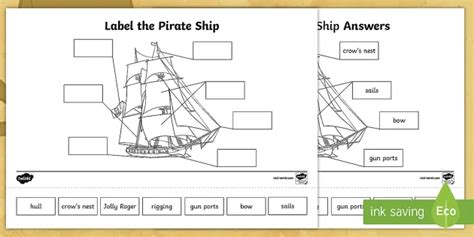 Pirates Worksheet Label The Pirate Ship Labels Resour