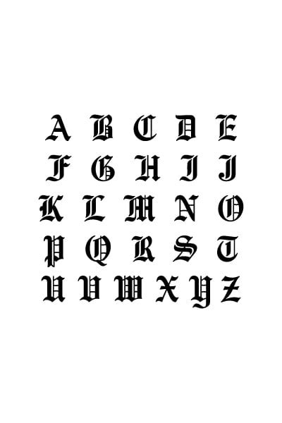 Free Printable Old English Calligraphy Alphabet - Capital Letters