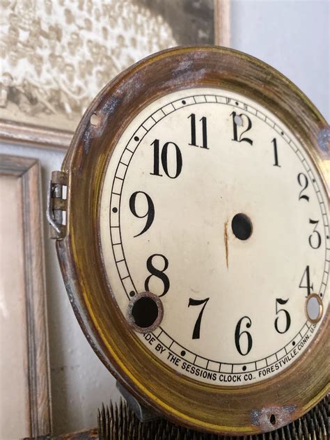 Antique Metal Clock Face Dial Sessions Farmhouse Decor Industrial