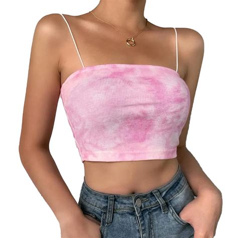 2020 Newtie Dye Camis Women´s Summer Sexy Strappy Crop Tops Blouse Ladies Backless Vestcamis
