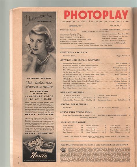 Photoplay Deborah Kerr Natalie Wood Kim Novak Elvis 91957 1957 Magazine Periodical Dta