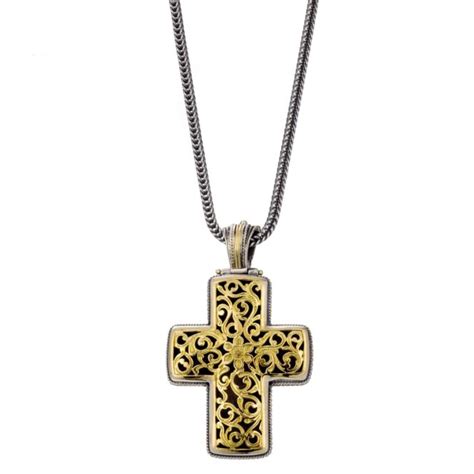 Garden Shadows Cross In 18k Gold And Sterling Silver Gerochristo Jewelry