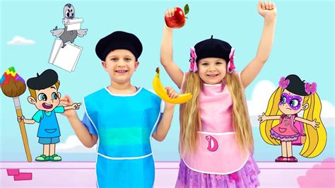 Diana And Roma Drawing Healthy Fruits And Vegetables Cartoon Youtube