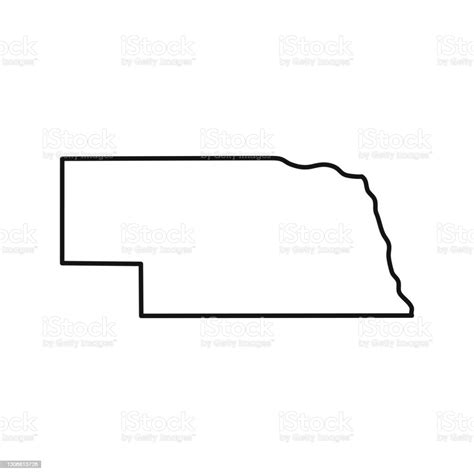 Vetores De Nebraska Mapa Do Contorno Negro Estado Eua Ilustração