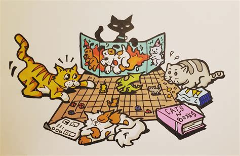 cats playing dandd colorized r dungeonsanddragons