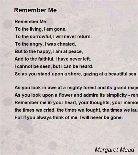 Remember Me Remember Me Poem By Margaret Mead Margaret Mead Quotes