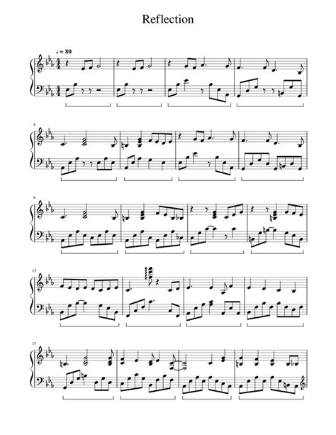 Reflection Sheet Music For Piano Solo Easy