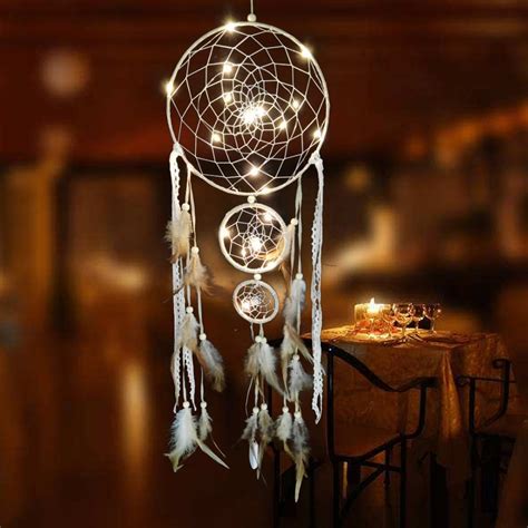 Multicolor Wind Chimes Handmade Dreamcatcher Vintage Feathers Night Light Car Wall Hanging Decor