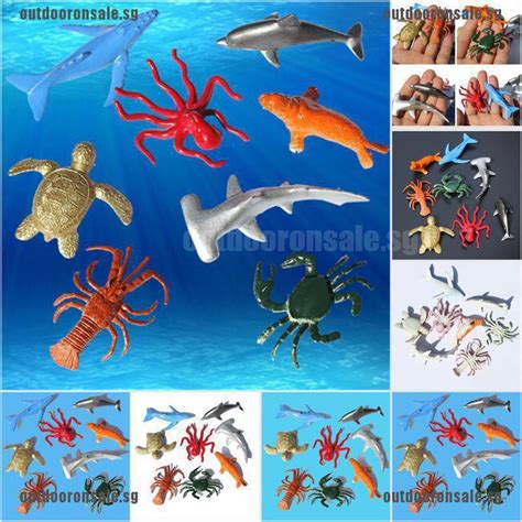 Ods 8pcs Plastic Sea Marine Animal Figures Ocean Creatures Shark Sg