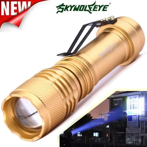 Gold Q5 Aa14500 3 Modes Zoomable Led Flashlight Torch Super Bright