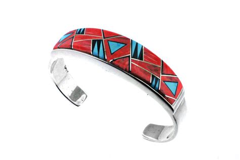 Calvin Begay Sterling Silver Inlaid Bracelet Turquoise Jewelry Native