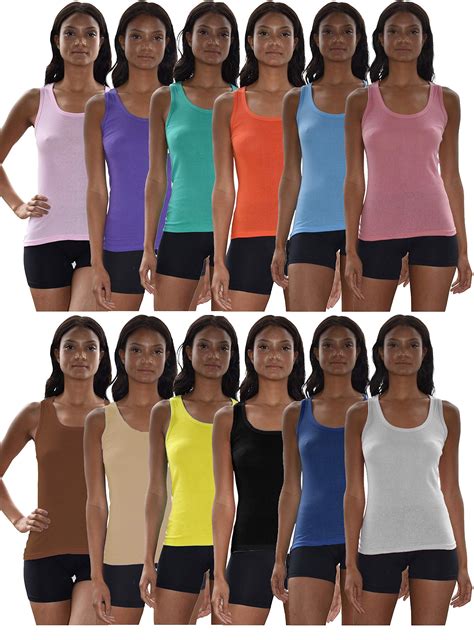 Sexy Basics Tank Tops For Women 6 Pack And 12 Pack Cotton Flex Tank