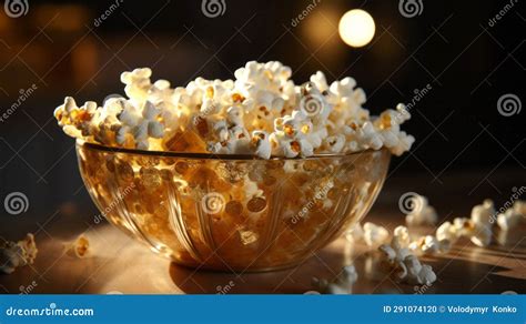 A Delicious Bowl Of Popcorn On A Table Stock Photo Image Of Snack