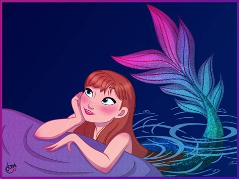 Anna As A Mermaid Disney Frozen Elsa Art Disney Art Disney And