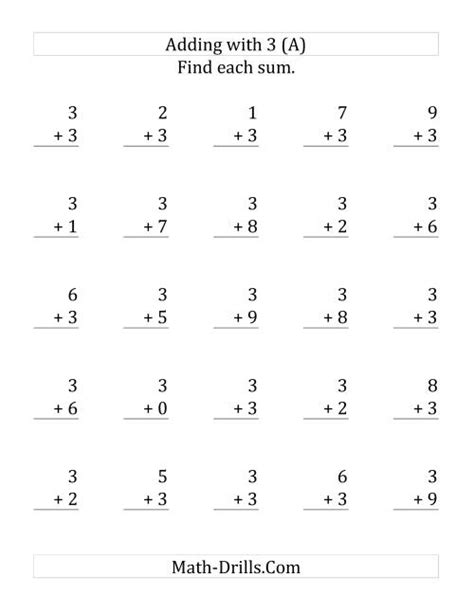 25 Adding Threes Questions A
