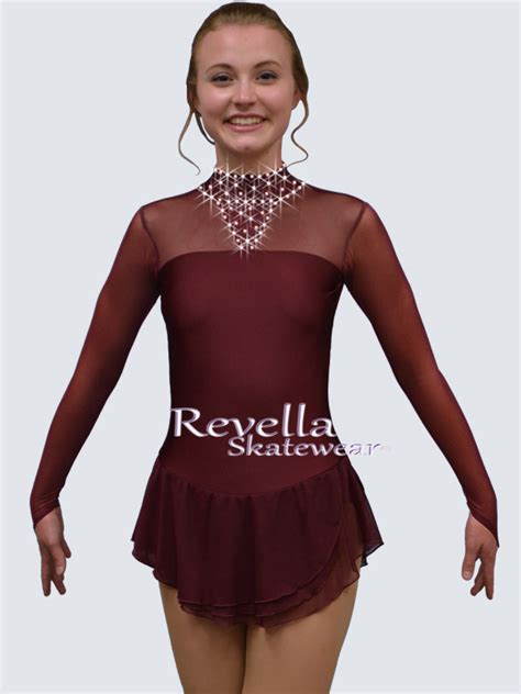 Necklace Figure Skating Dress With Long Sleeves Revella Skatewear