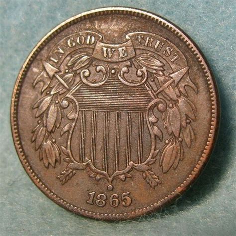 1865 Civil War Era Two Cent Piece Xf United States Coin Civil War