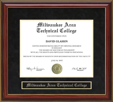 Milwaukee Area Technical College Matc Mahogany Diploma Frame By Wordyisms