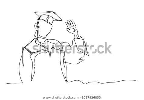 Continuous Line Drawing Graduation Students Graduation Vetor Stock