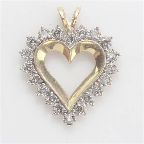 14kt Gold 681g Heart Shaped Pendant With Diamond Accents Property Room