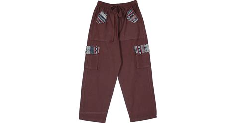 Bark Brown Unisex Cotton Trousers With Cargo Pockets Brown Split
