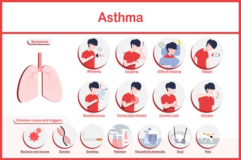 Vector Illustraties Infographic Symptomen Van Astma Vermoeidheid