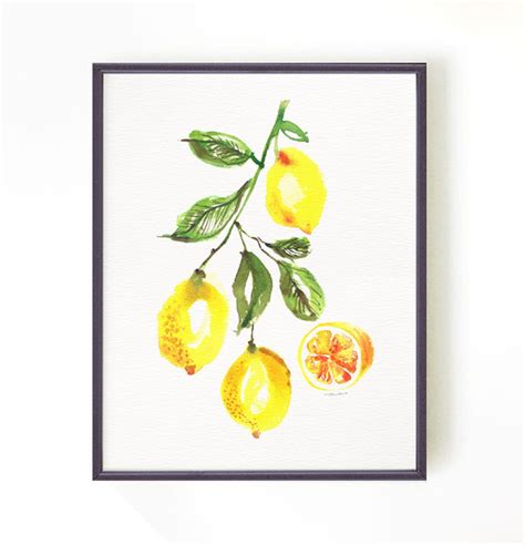 Fruit Watercolor Painting Fruit Prints Set Of 3 Kitchen Wall Etsy
