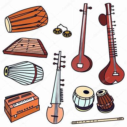 Instruments Indian Clipart Vector Musical Traditional Billboard