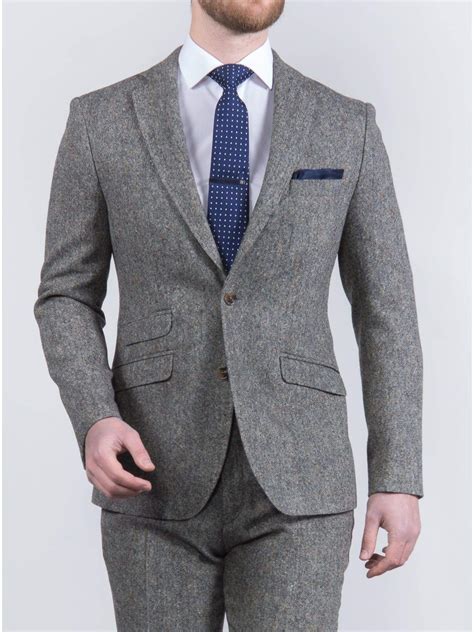 Torre Mens Grey 100 Wool Donegal Tweed Blazer Hire5 Menswear