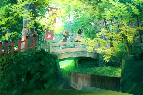 Fondos De Pantalla Anime Naturaleza Césped Parque Verde Puente