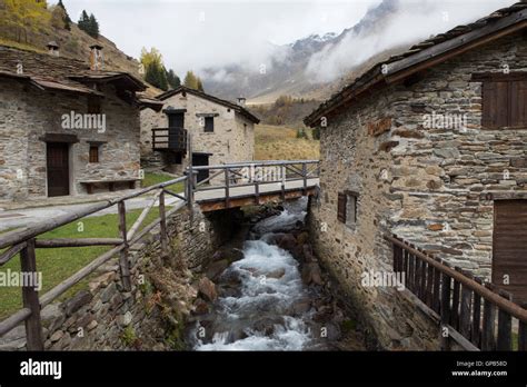 Alpine Village Named Case Di Viso Near Ponte Di Legno Italy Stock