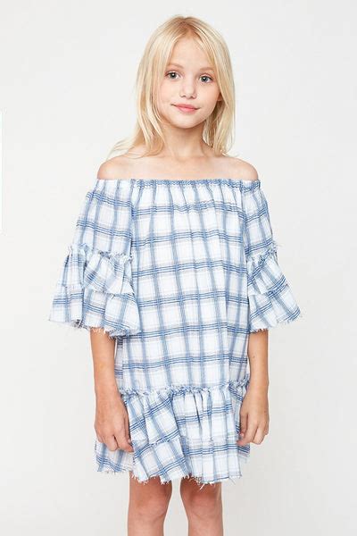 girls off shoulder plaid ruffle dress hayden girls